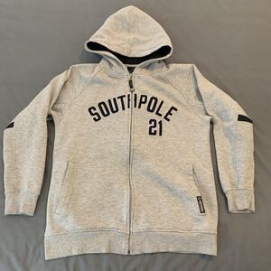 Southpole Hoodie Youth Large 16-18 Gray Full Zip Hooded Sweatshirt 21 Logo
